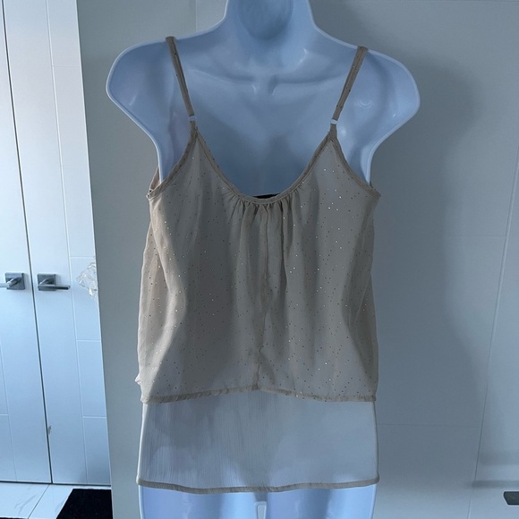Vintage XXI/ Spaghetti strap blouse/ Camisole/ Gold detail/ Layered/ Size US M - Picture 6 of 10